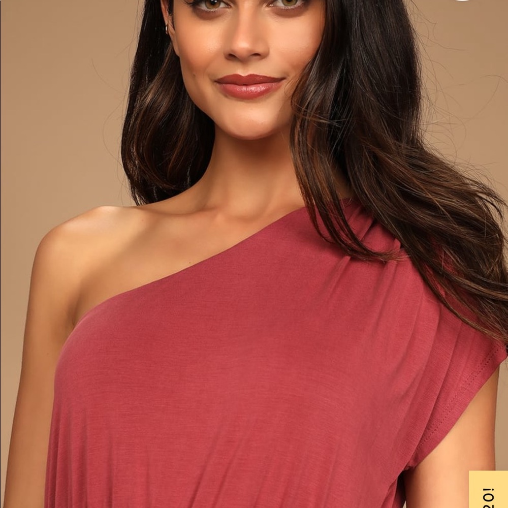 Lulus Rusty Rose One Shoulder Midi dress